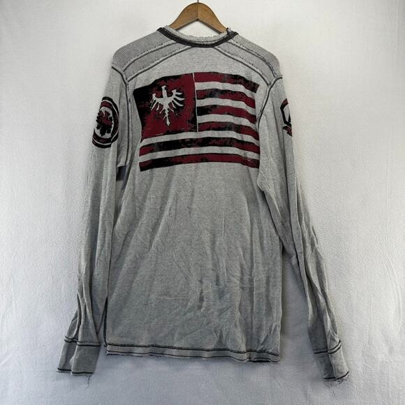Affliction Shirt Mens large Gray Thermal Reversible Live Fast Graphic Grunge y2k - Picture 6 of 12